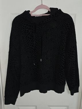 Dex Black Hoodie with velvet cheeta print